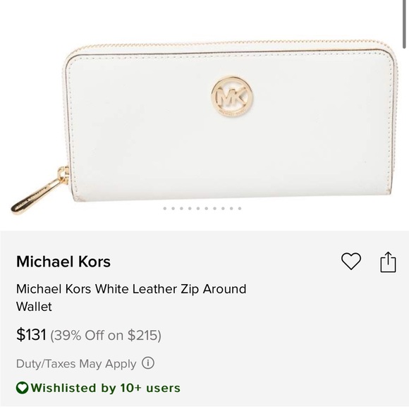 Michael Kors White and Gold Zip-Around Wallet - Picture 4 of 8